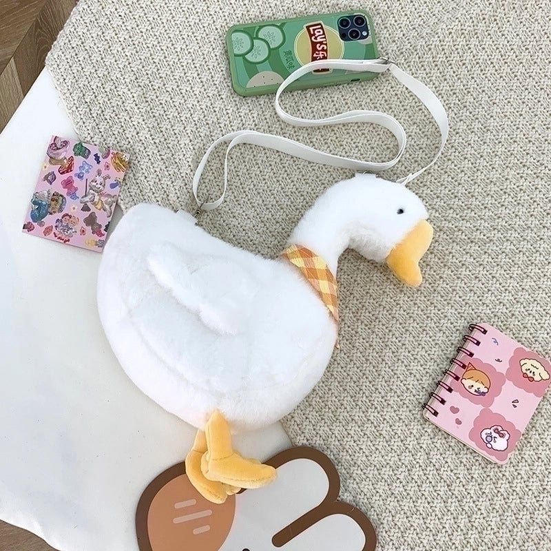 Women's Small Plush Animal Cute Square Zipper Crossbody Bag