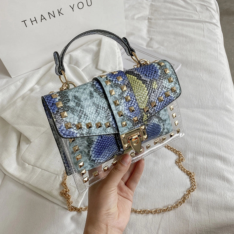 Snakeskin Pattern Buckle Single Shoulder Messenger Small Square Bag