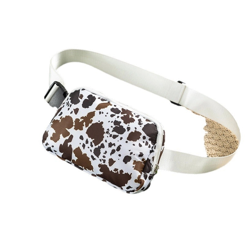 Unisex Medium Nylon Leopard Streetwear Square Zipper Fanny Pack