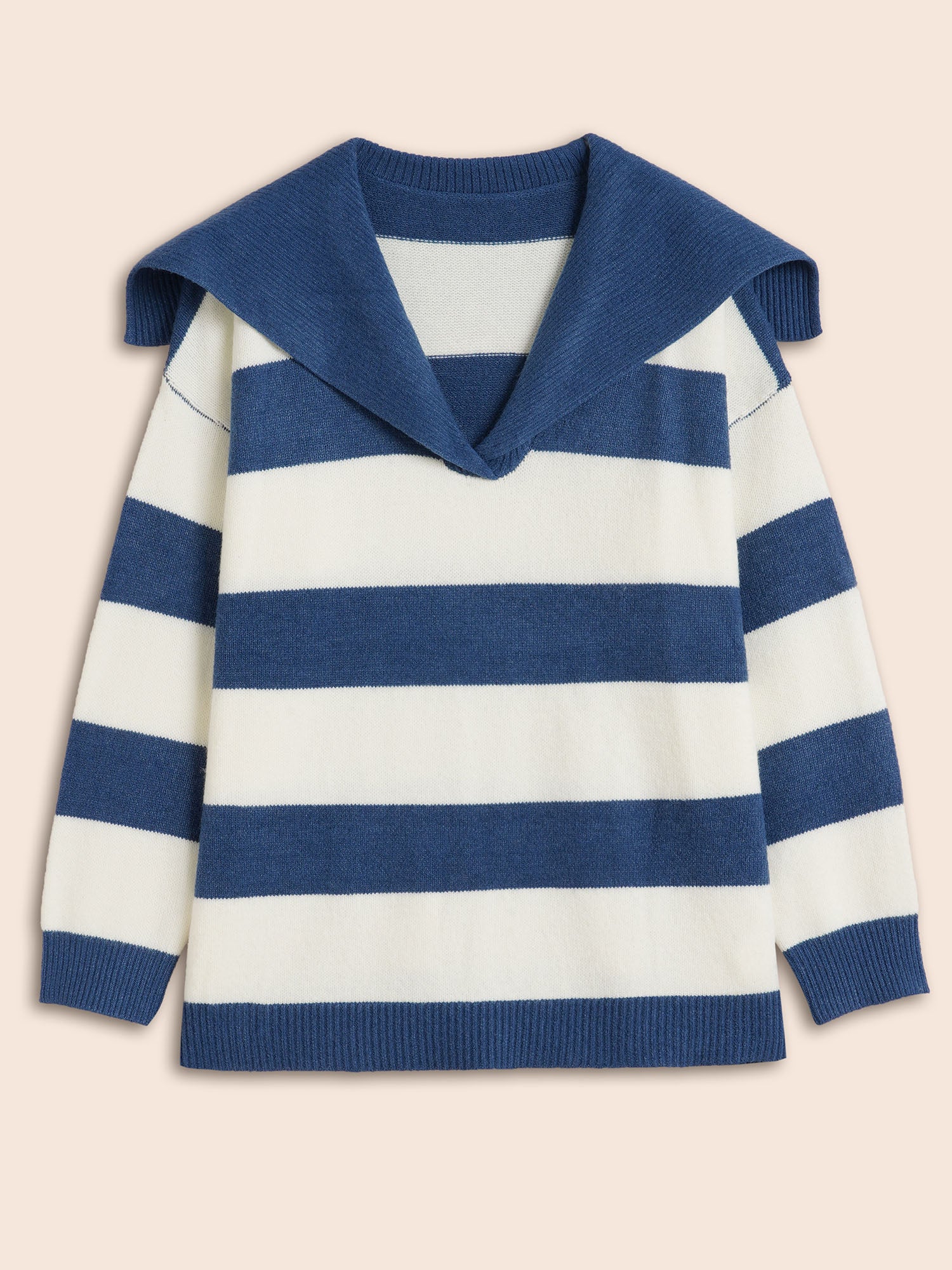 Sailor Collar Colorblock Contrast Pullover