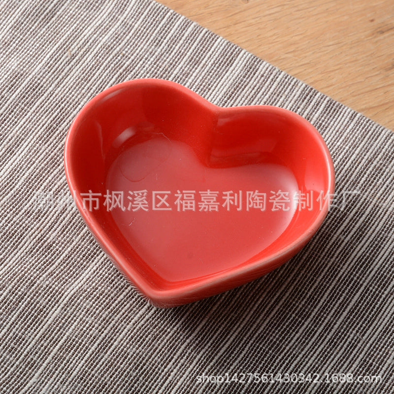 Heart-Shaped Ceramic Small Dipping Dish Household Seasoning Dish For Hotel Restaurant Dessert Snack Dish Dish