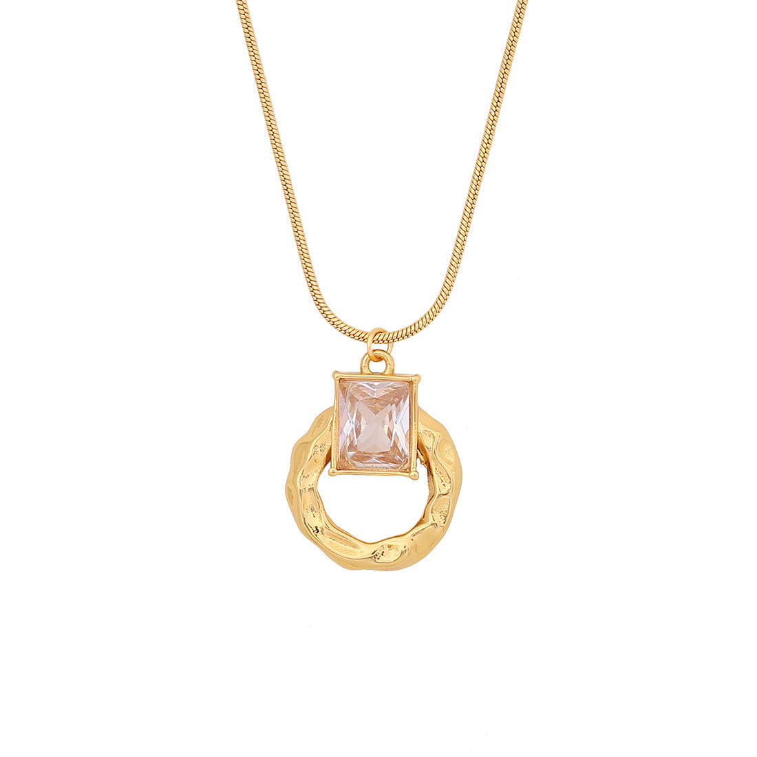 White Diamond Geometric Irregular Pendant Butterfly Stainless Steel Necklace N1467
