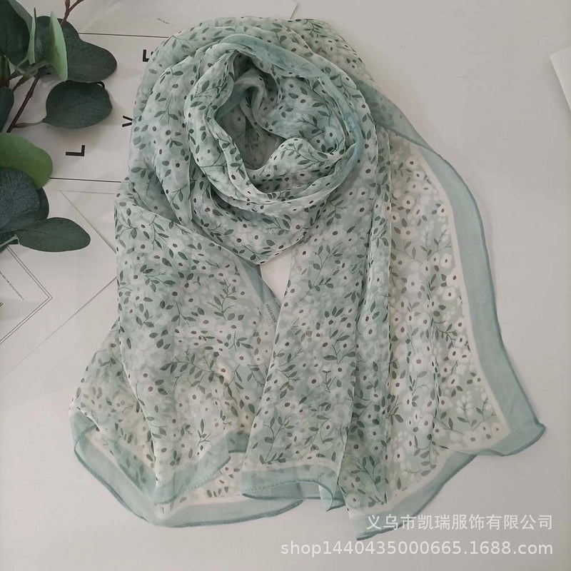 Women's Vacation Color Block Floral Polyester Silk Scarves