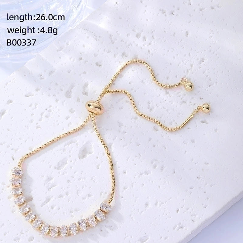 2 Pieces Ig Style Geometric Stainless Steel Inlay Zircon Bracelets