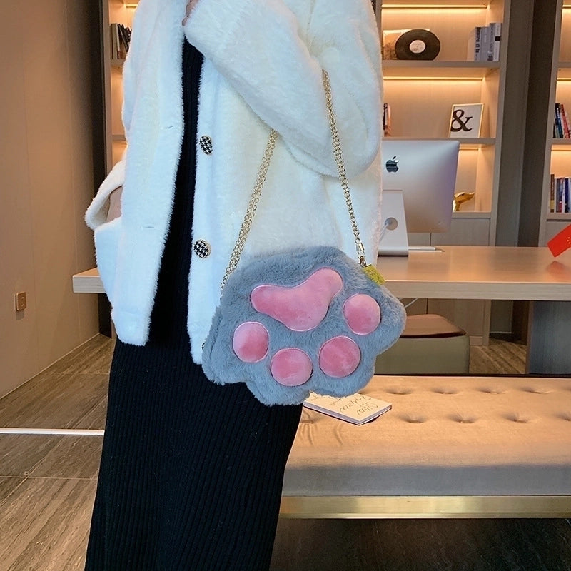 Women's Small Plush Solid Color Cute Zipper Crossbody Bag