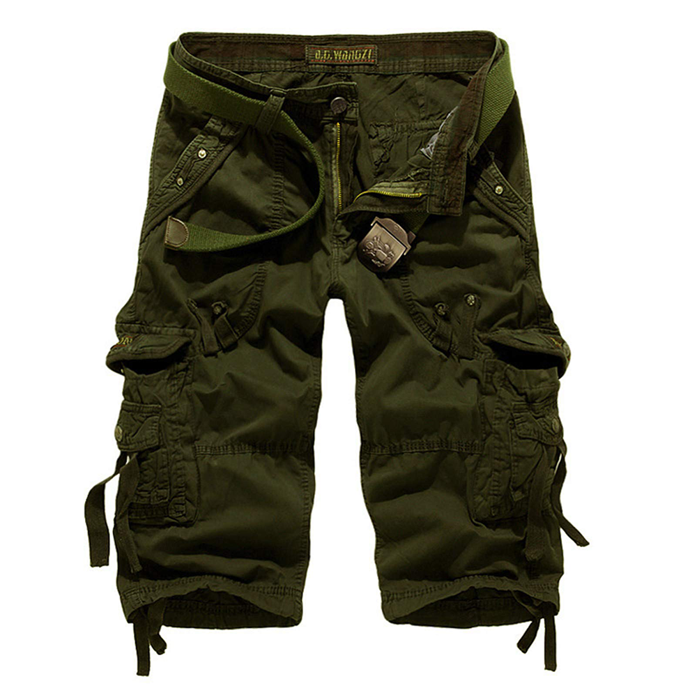 6-pack Men Casual Workout Military Men's Shorts Multi-Pocket Calf-Length Short Pants