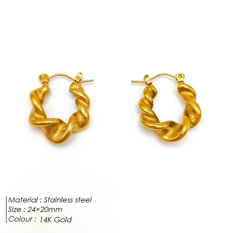1 Pair Minimalist Geometric Plating Stainless Steel 18K Gold Plated Hoop Earrings
