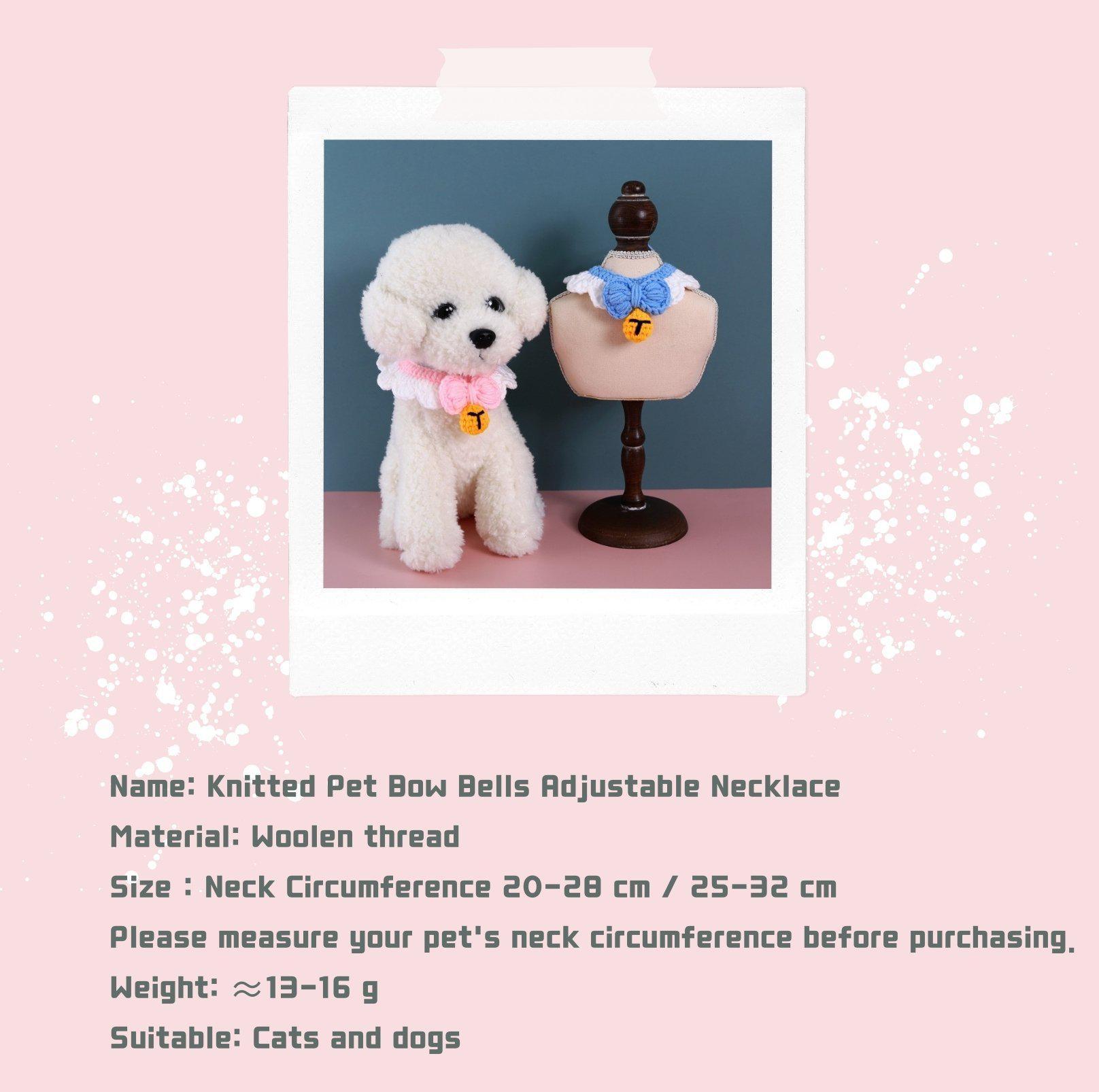 Knitted Pet Bow Bells Adjustable Bib Necklace