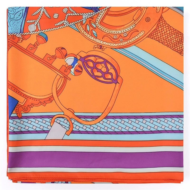 New Fashion Silk Scarf Saddle Decoration Printing Silk Big Square Scarf