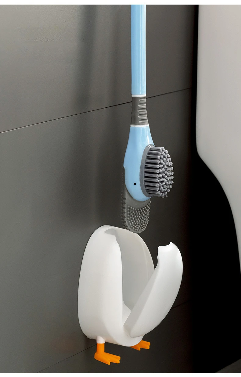 DUCK-SHAPED RUBBER TOILET BRUSH 鈥?SILICONE LONG HANDLE FOR DEEP CLEANING & CORNER REACH