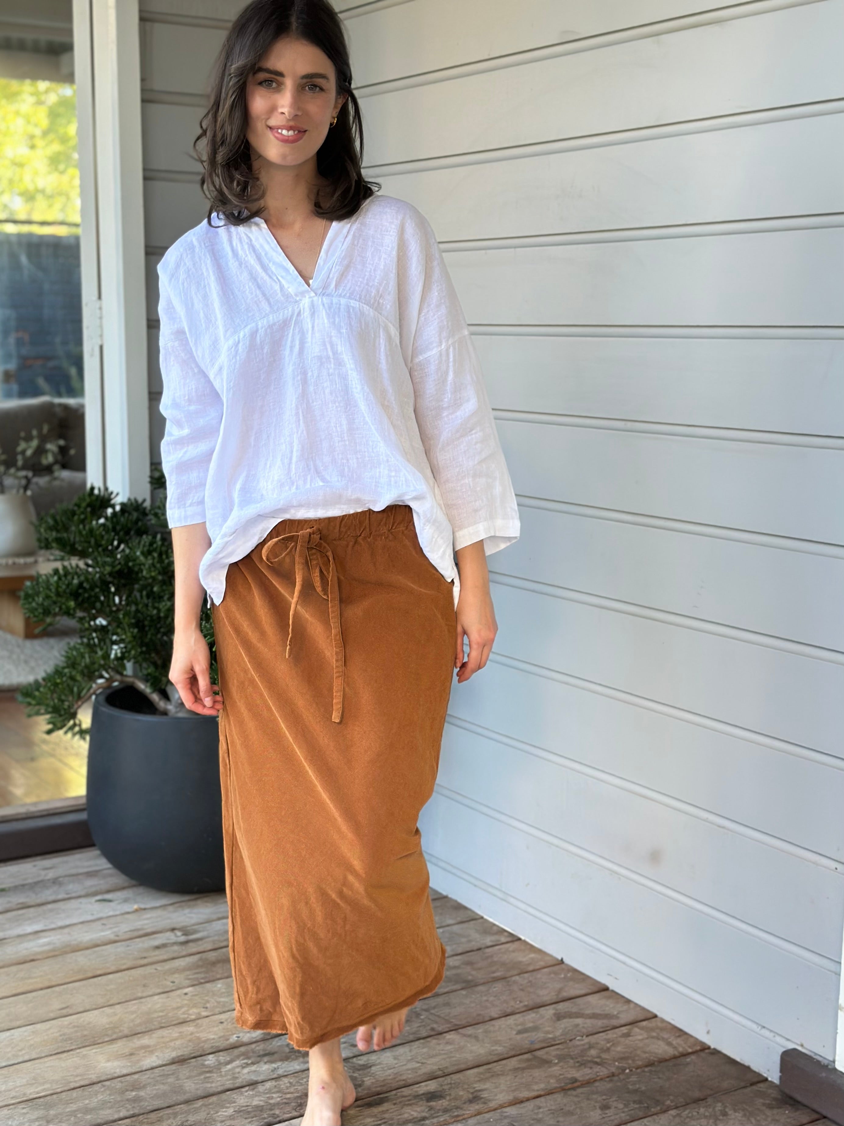 anthea skirt - caramel cord