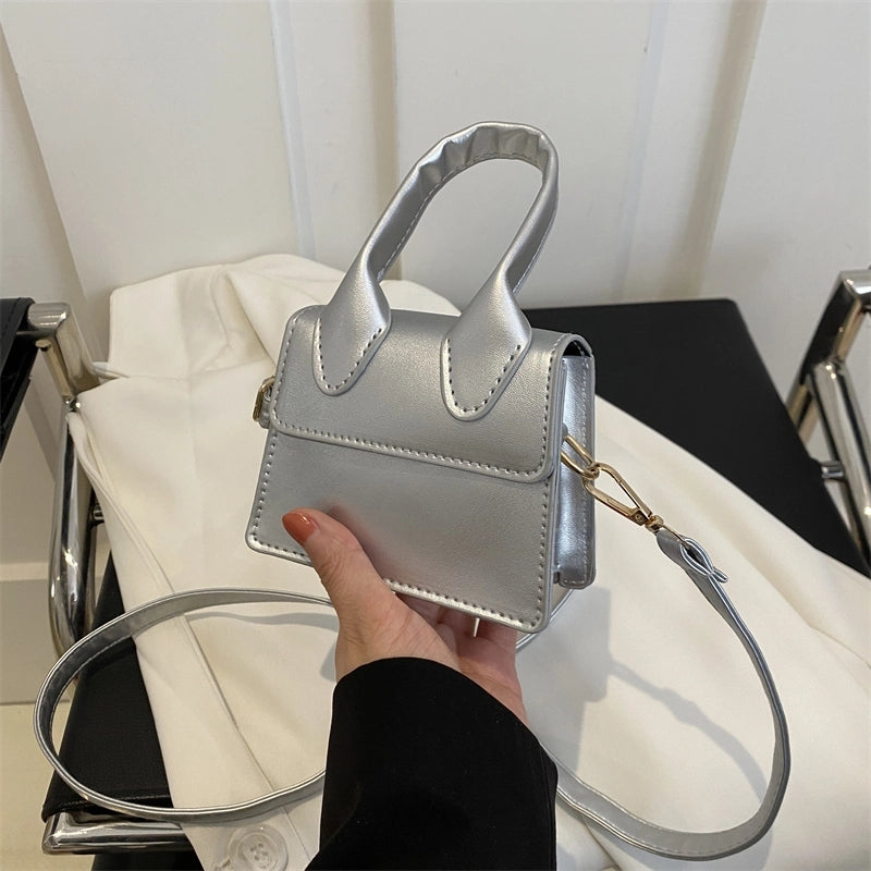 Women's Small Pu Leather Solid Color Cute Basic Flip Cover Crossbody Bag