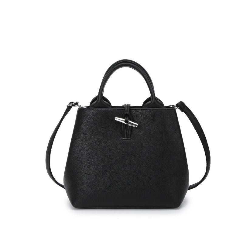 Women's Pu Leather Solid Color Classic Style Sewing Thread Bucket Zipper Lock Clasp Crossbody Bag