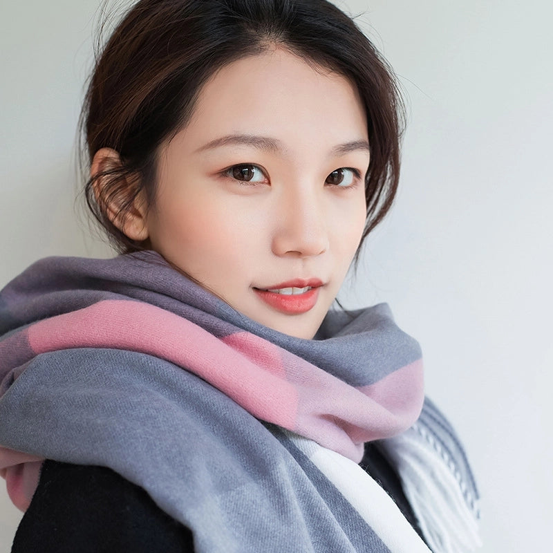 Women's Minimalist Commute Plaid Polyester Scarf