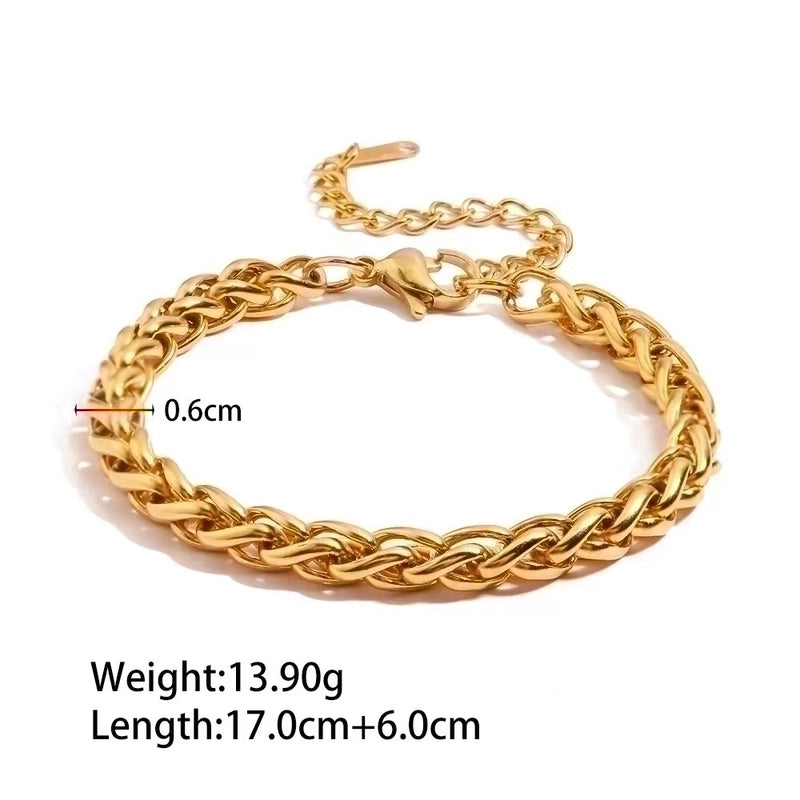 Minimalist Solid Color 304 Stainless Steel 18K Gold Plated Bracelets In Bulk