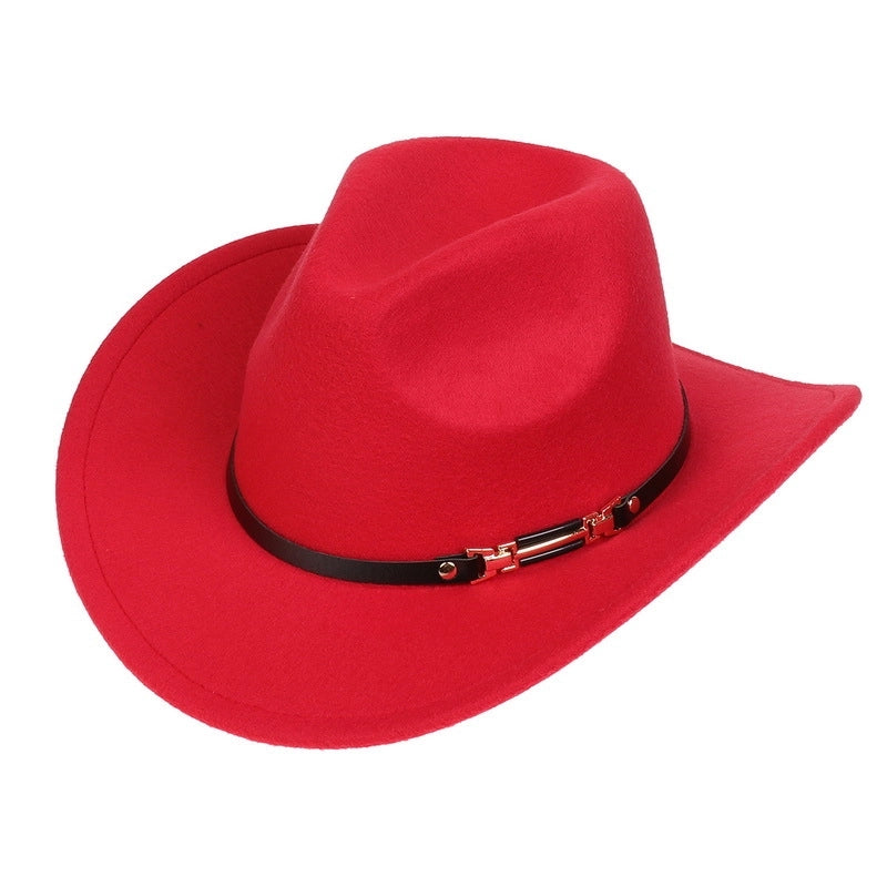 Tibetan Western Denim Top Hat Spring And Autumn New Jazz Hat Big Brim Five-pointed Star Belt Accessories Felt Hat For Men And Women