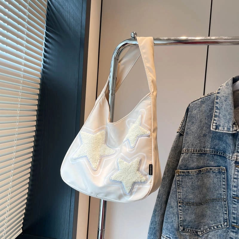 Women's Cloth Color Block Star Cute Streetwear Square Zipper Shoulder Bag
