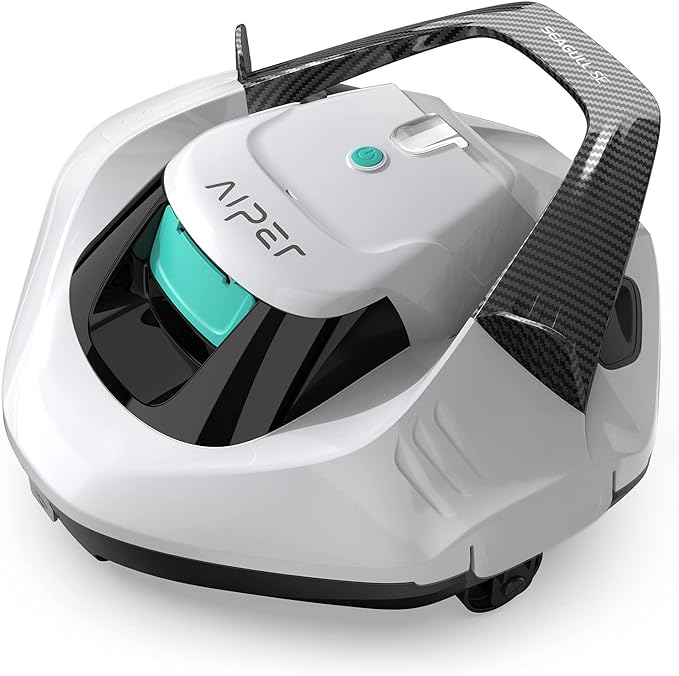 AIPER Seagull SE Cordless Robotic Pool Cleaner, Pool Vacuum with Dual-Drive Motors, Self-Parking Technology, Lightweight, Perfect for above-Ground/In-Ground Flat Pools up to 40 Feet (Lasts 90 Mins)