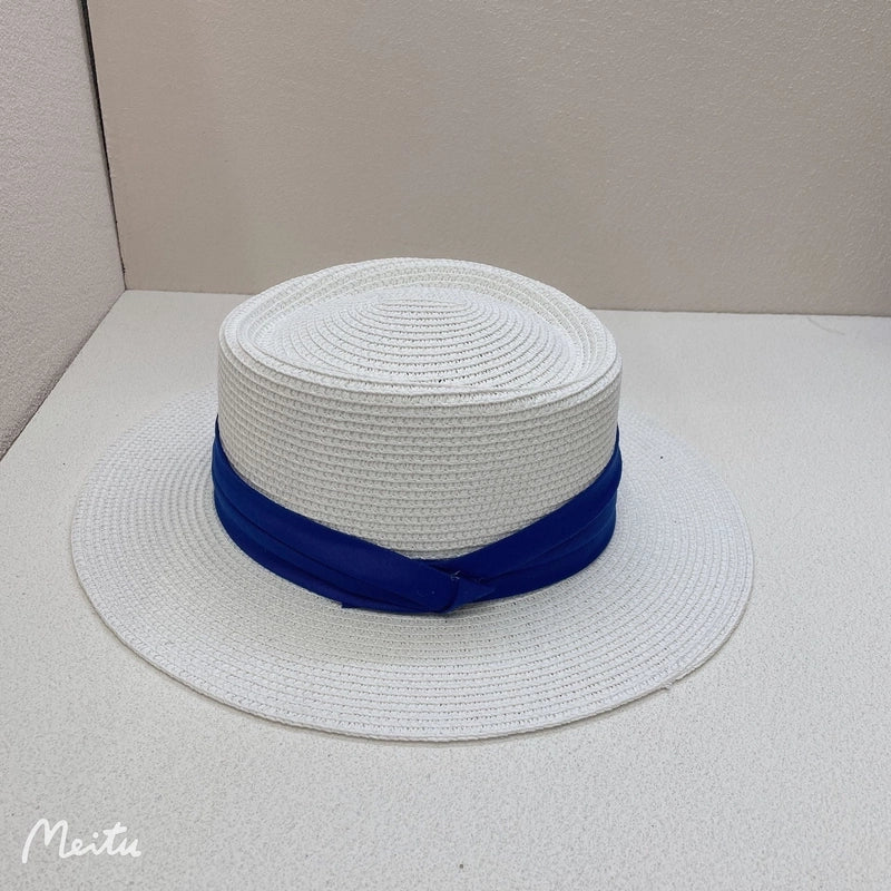 Women's Vacation Solid Color Flat Eaves Straw Hat
