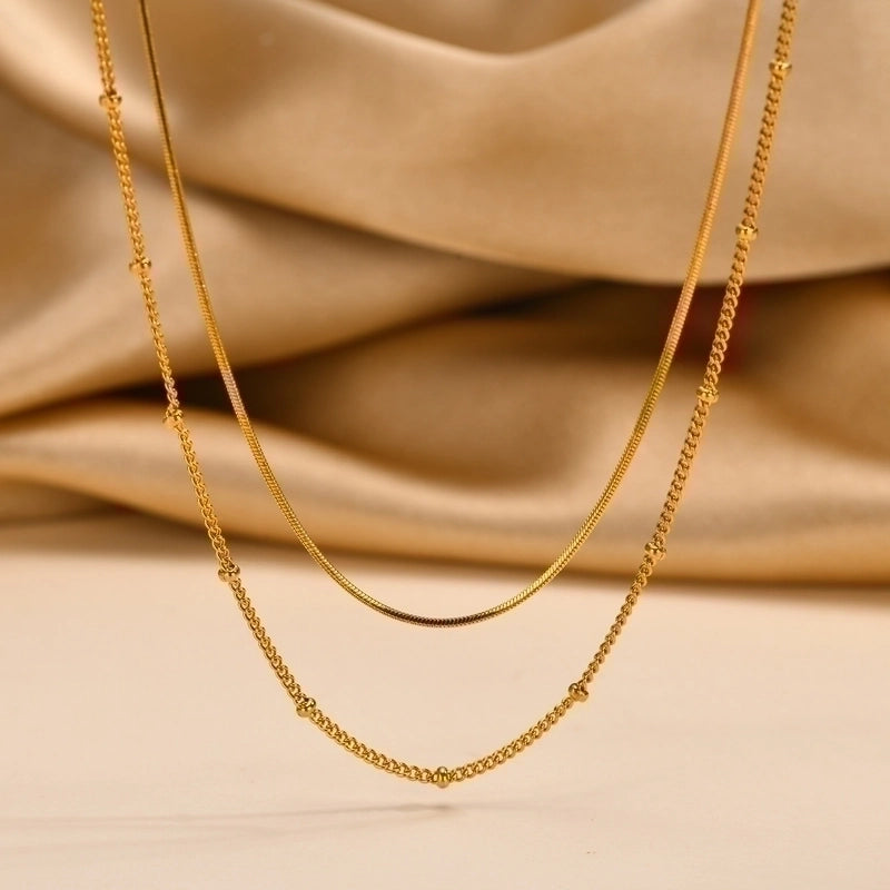 201 Stainless Steel IG Style Minimalist Plating Solid Color Double Layer Necklaces