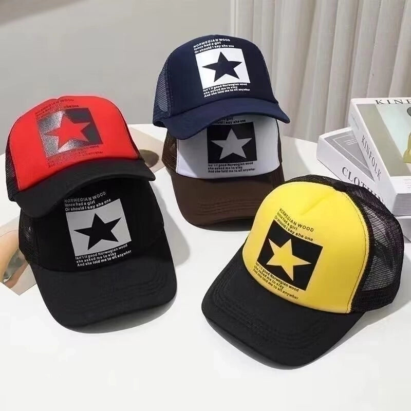 Unisex Basic Minimalist Letter Star Curved Eaves Baseball Cap