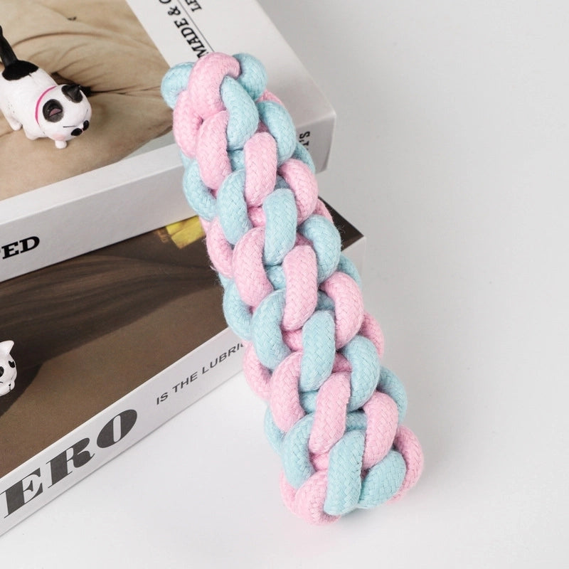 Cute Geometric Molar Long Lasting Tooth Cleaning Woven Ball Dogs Pet Cotton Rope Toy