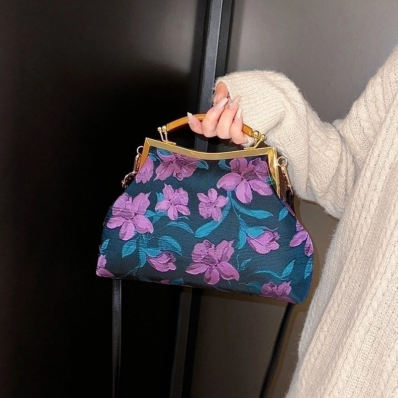 Pink Purple Yellow Flower Sewing Thread Shell Sewing Evening Bags
