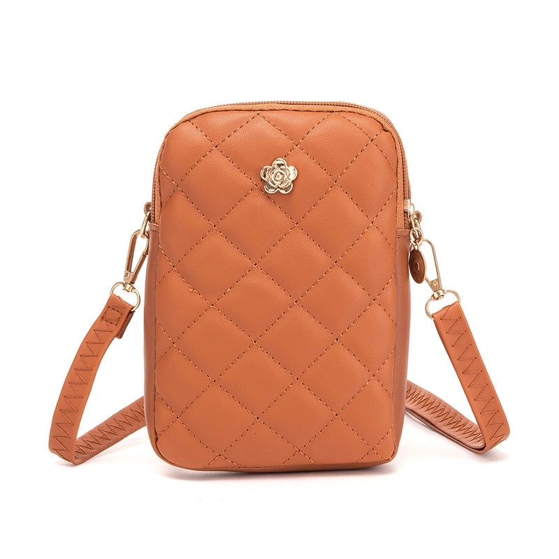 Women's Small Pu Leather Solid Color Lingge Vintage Style Classic Style Zipper Phone Wallets