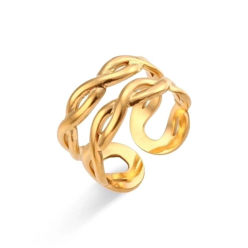 Fashion Geometric 304 Stainless Steel 18K Gold Plated Plating Open Ring
