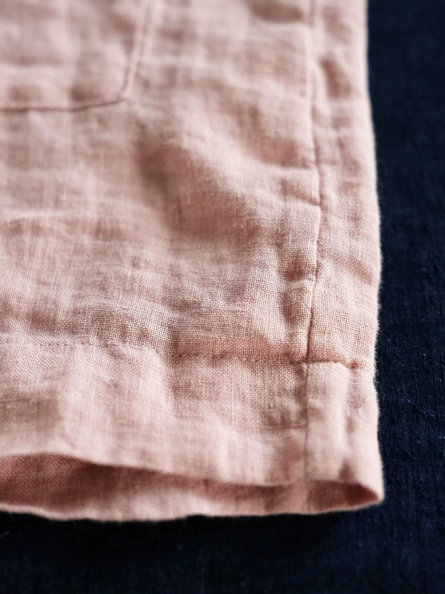 Women Summer Pure Color Turn-down Collar 100%Linen Shirt