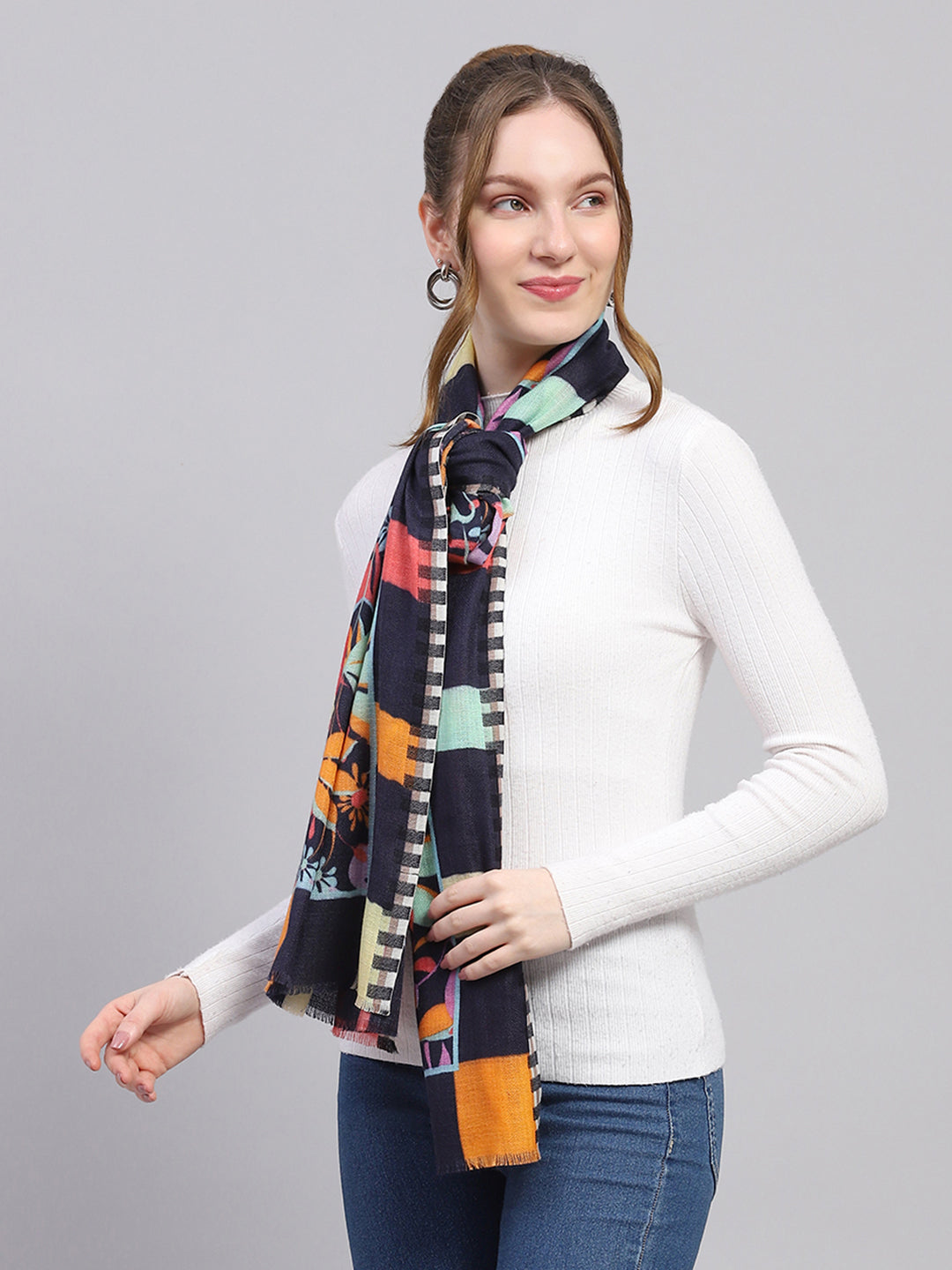 Women Multicolor Self Design Stole