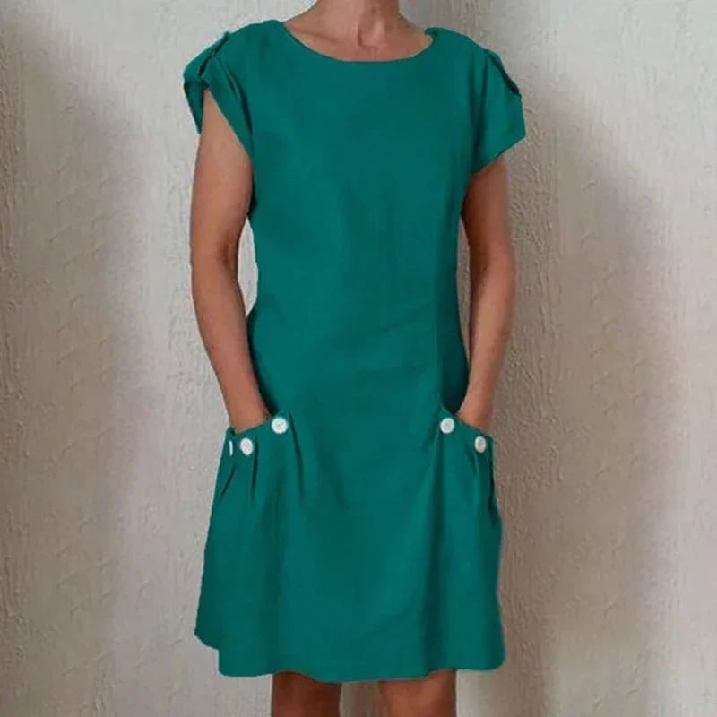 Solid Double Pocket Dress--BUY 2 FREE SHIPPING