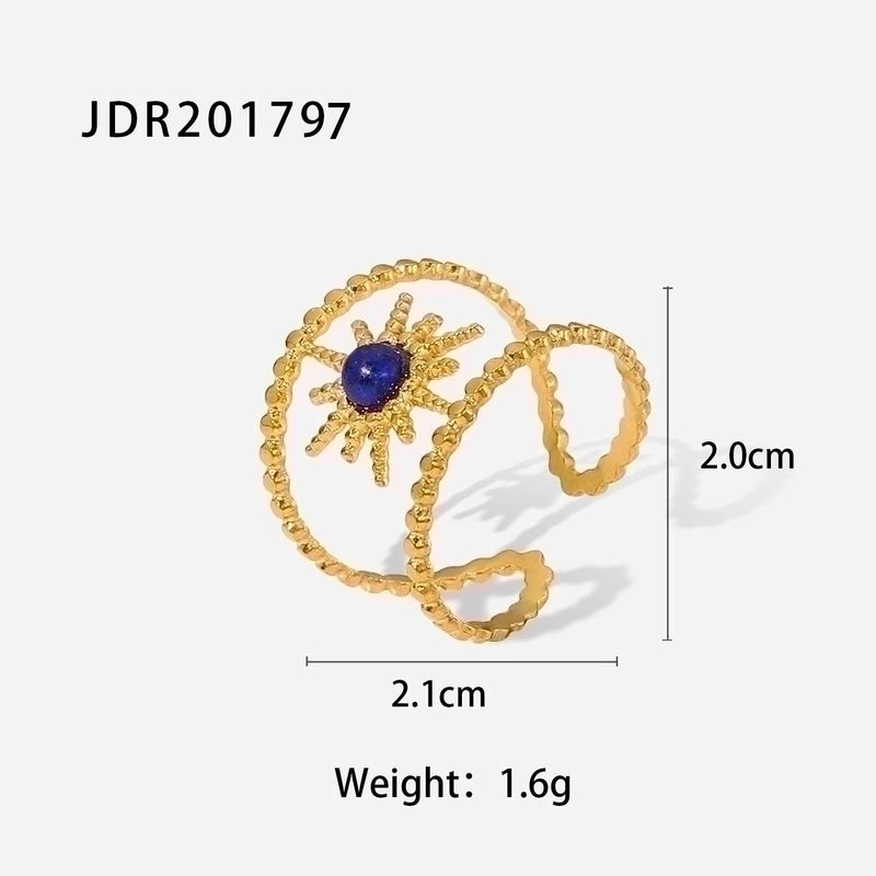 Fashion Geometric 304 Stainless Steel Artificial Gemstones Irregular Rings
