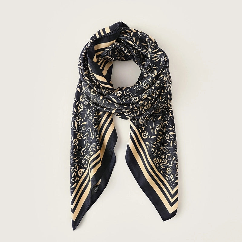 Women's  Flower Satin Silk Scarf