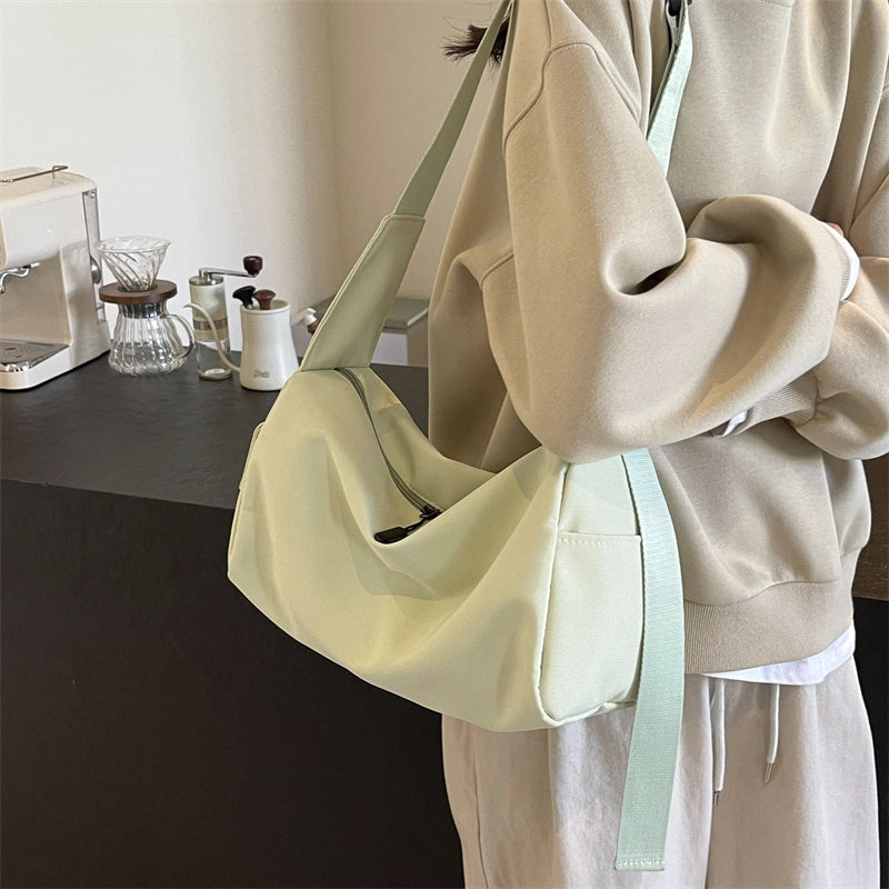 Women's Medium Cloth Solid Color Basic Zipper Crossbody Bag