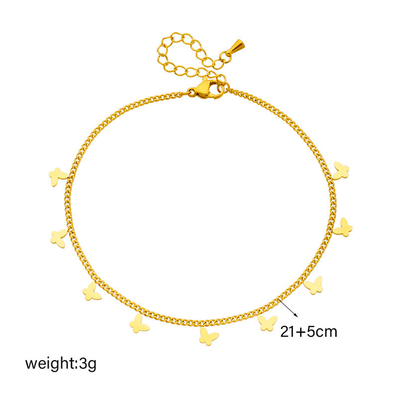 Fashion Women Heart Titanium Steel Anklets