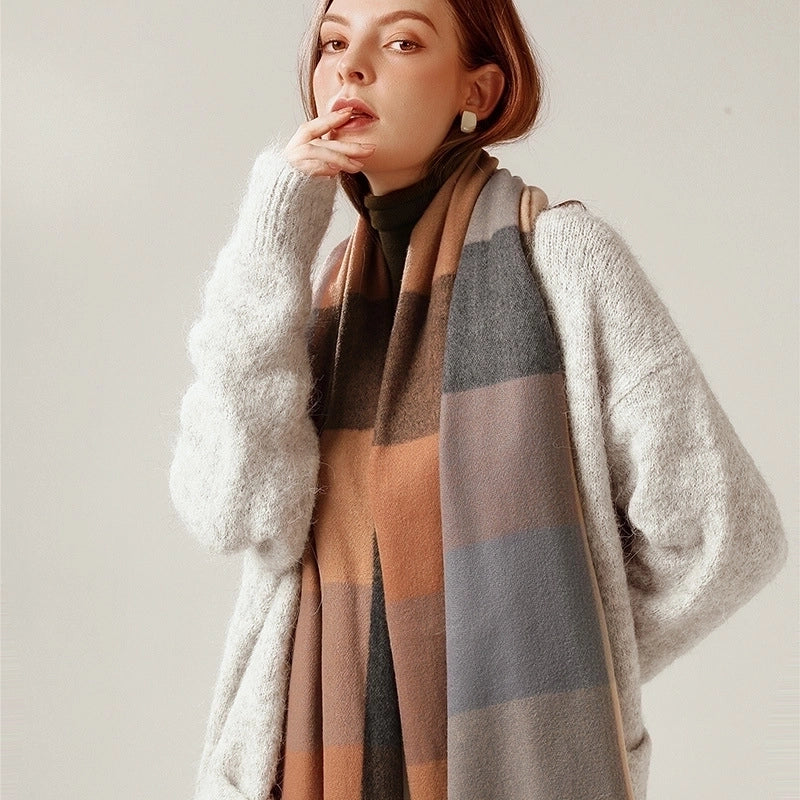 Women's Minimalist Color Block Polyester Printing Scarf