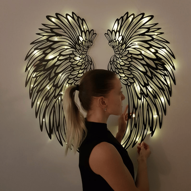 🔥LAST DAY 49% OFF🔥 - 1 PAIR ANGEL WINGS METAL WALL ART WITH LED LIGHTS-🎁GIFT TO HER【BUY 2 FREE SHIPPING】