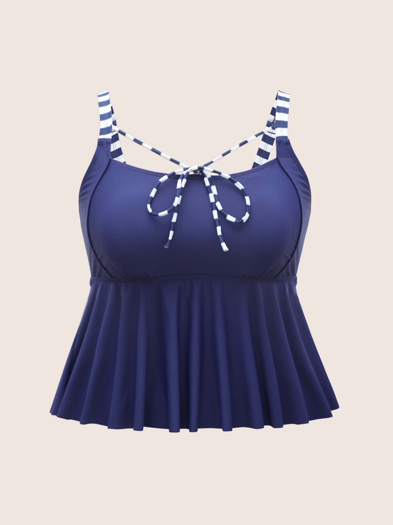 Striped Tie Knot High Stretch Gathered Swim Top