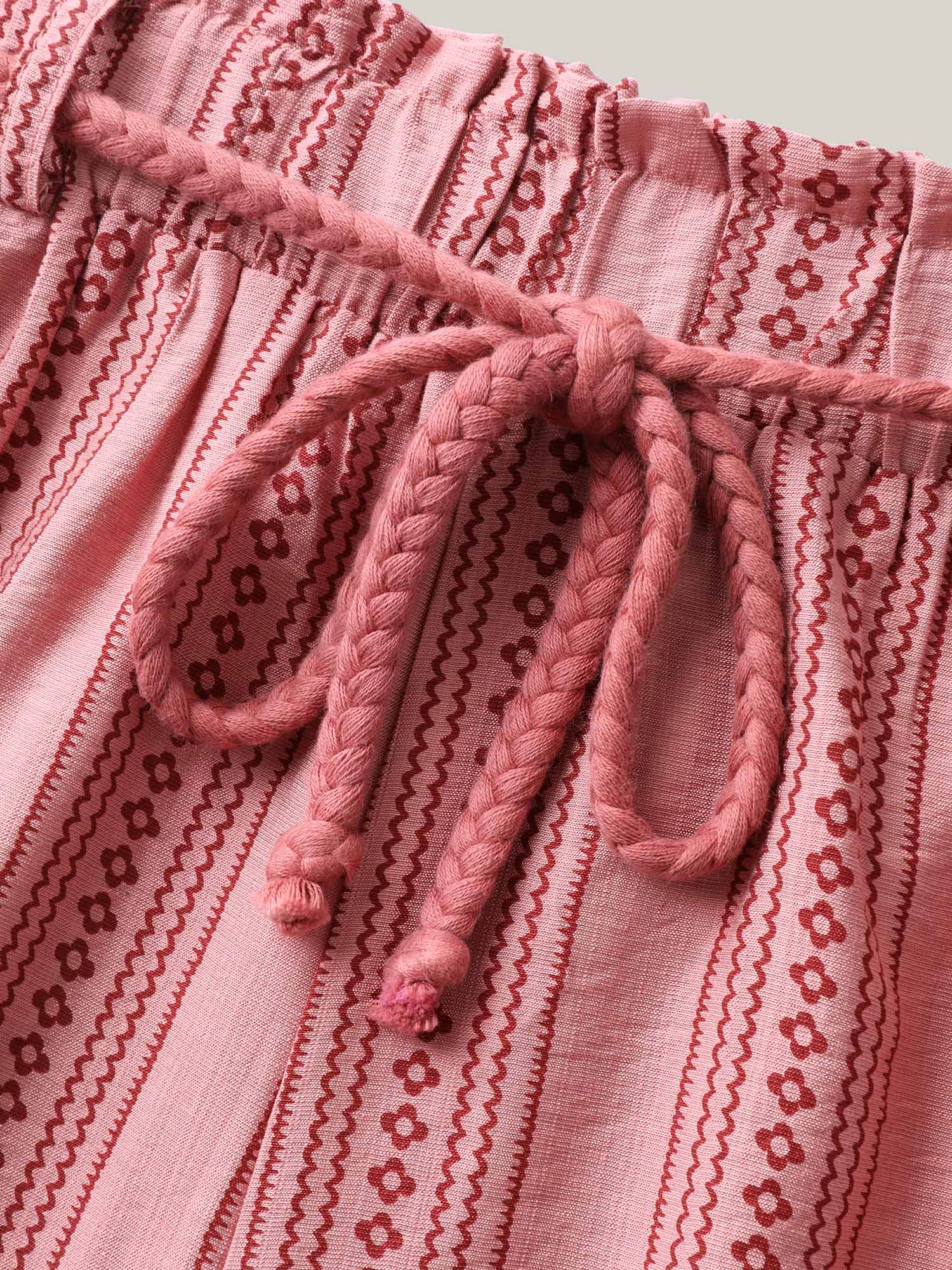 Stripe Print Drawstring Wide-Leg Pants