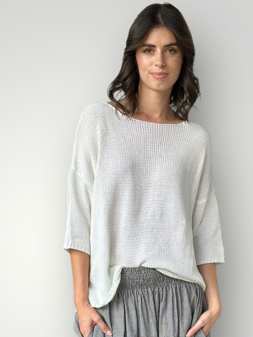 alex top - warm white cotton knit