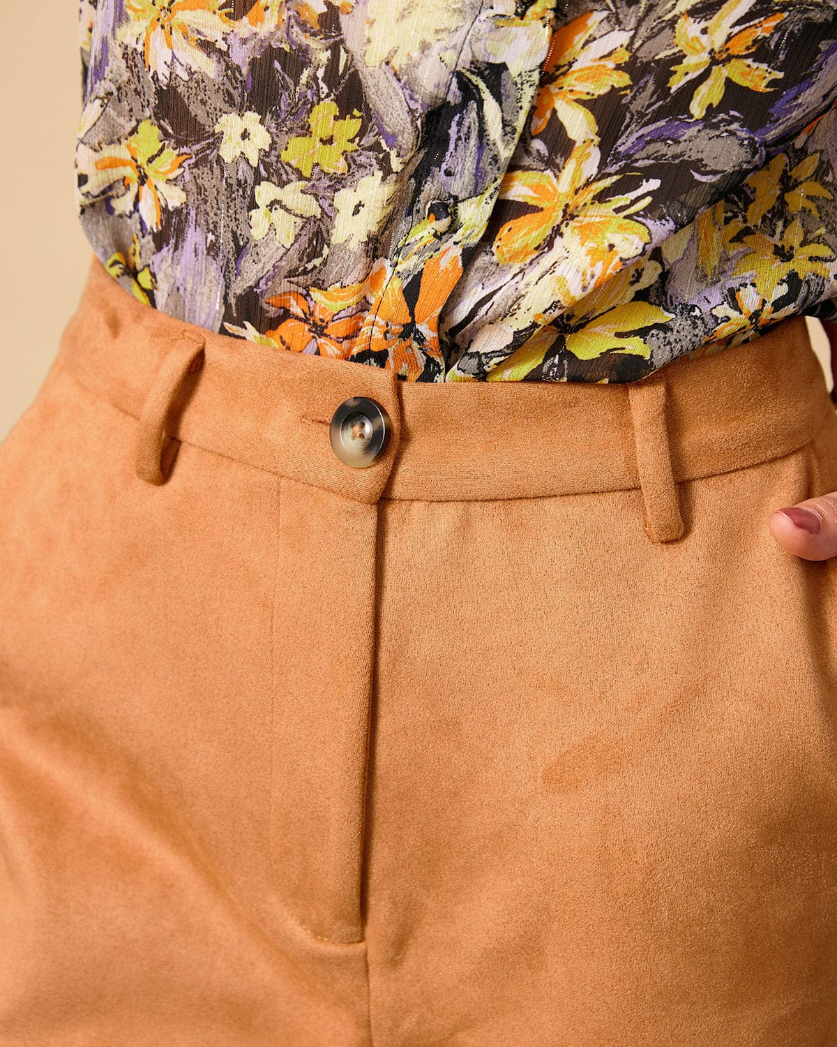 The Solid High Waisted Suede Shorts