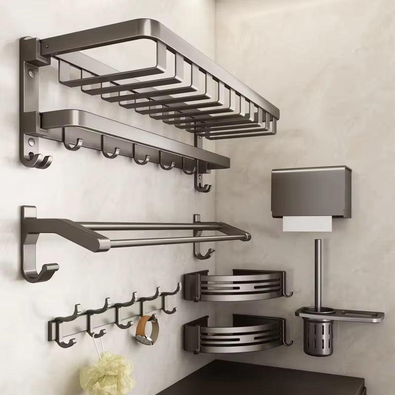Multifunctional  Aluminum Bath Towel Shelf Storage Rack Set Bathroom Storage Rack