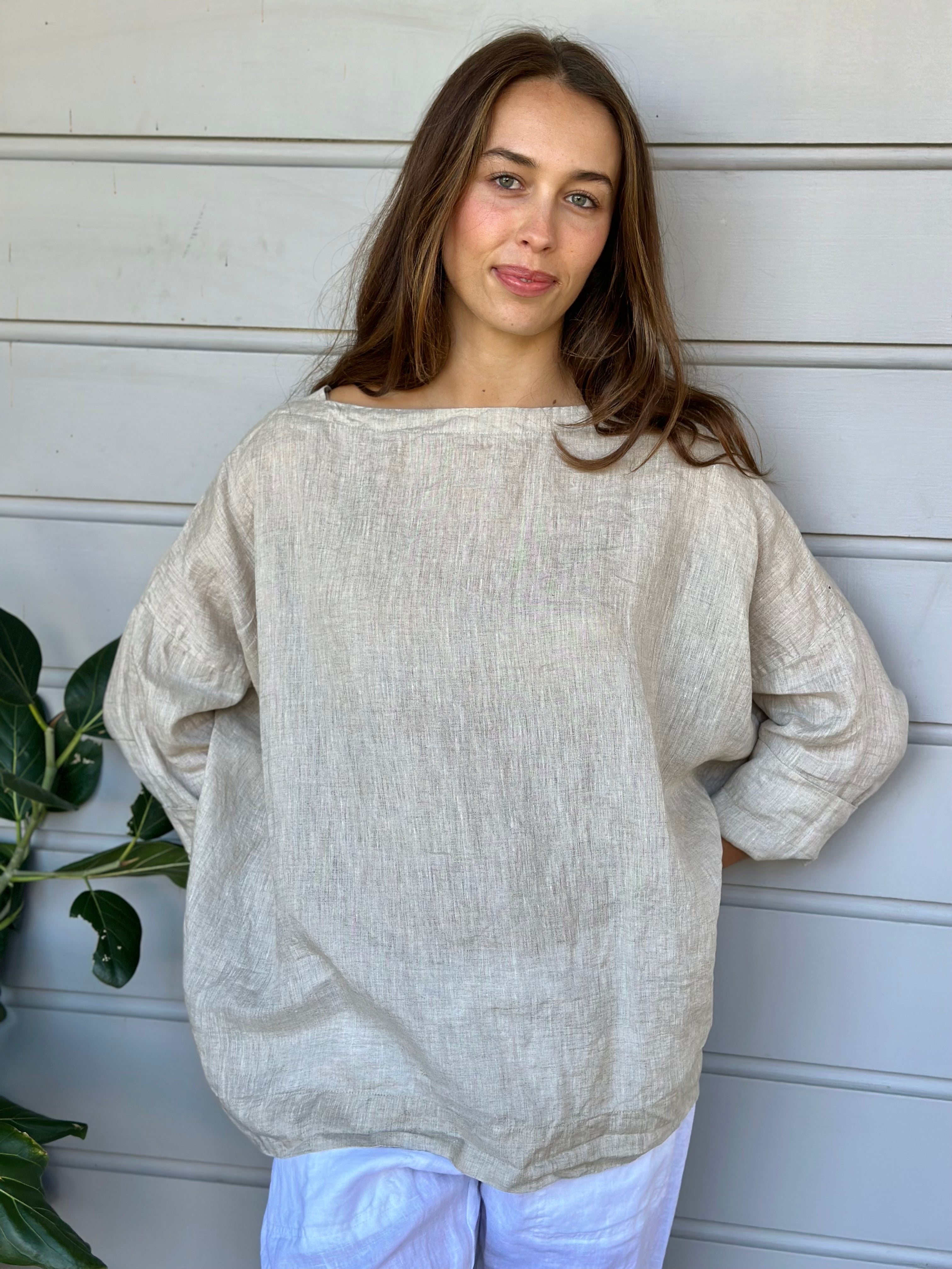 avril top - natural linen