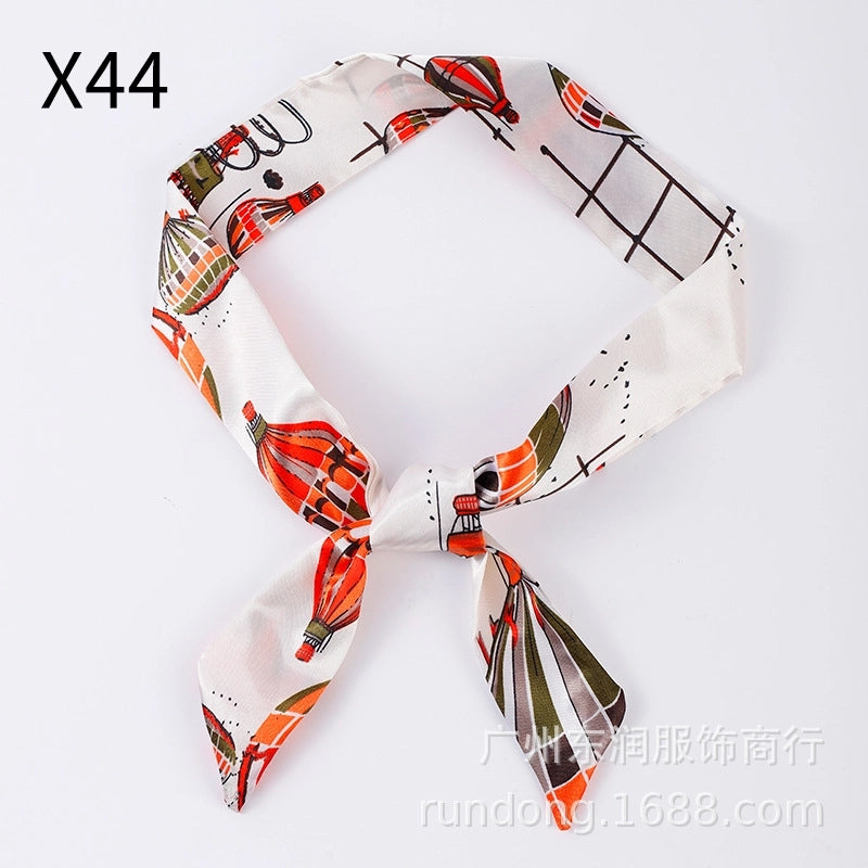 Silk Scarf Long Beveled Small Silk Scarf Double-layer Hair Belt Ribbon Decoration Tie Bag Hand Gift Box Silk Scarf