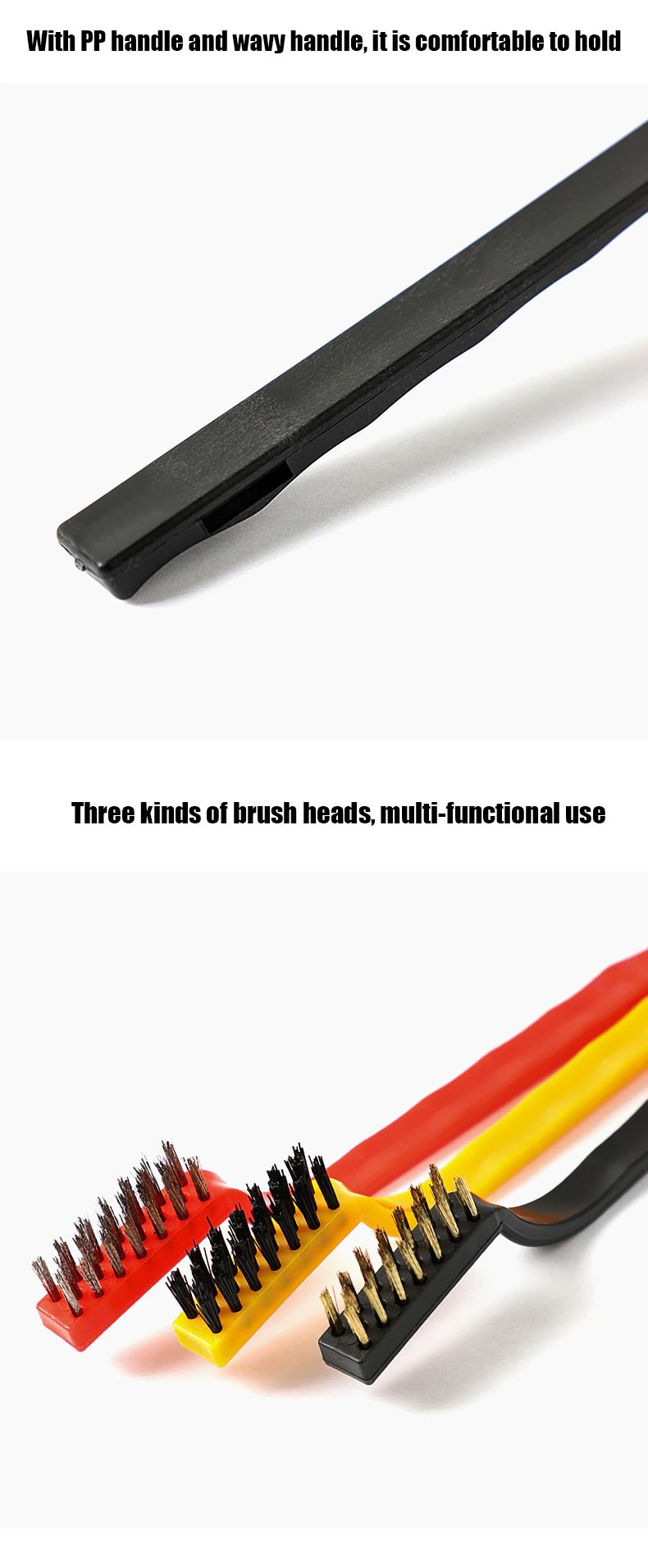 Pack of 3 Mini Wire Brush Set (Brass. Nylon. Stainless Steel Bristles)