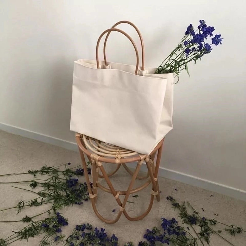 Women's Vacation Solid Color Canvas Shopping Bags