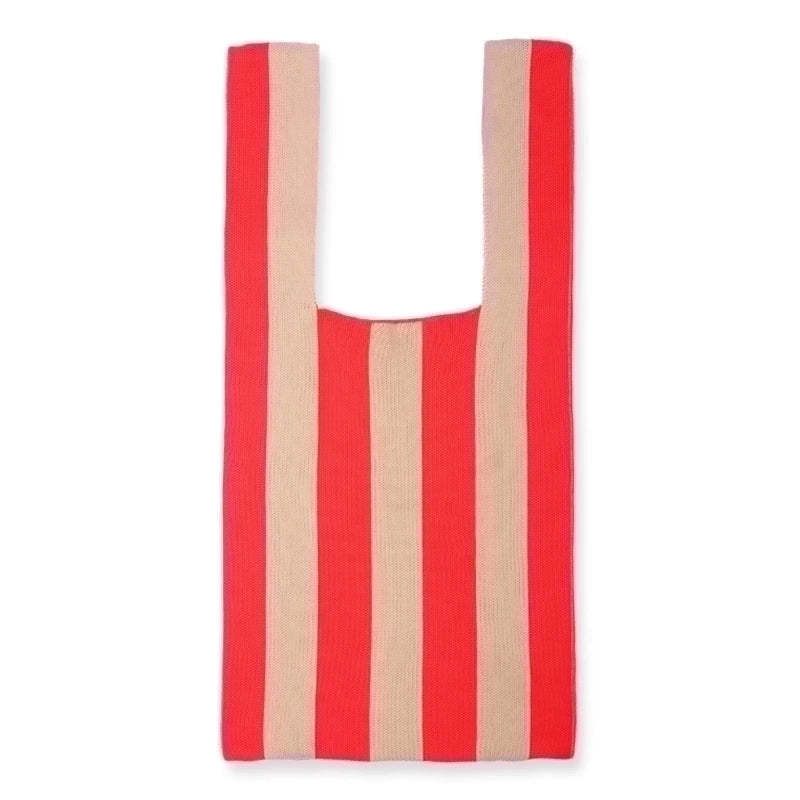 Women's Basic Stripe Polyester Shopping Bags