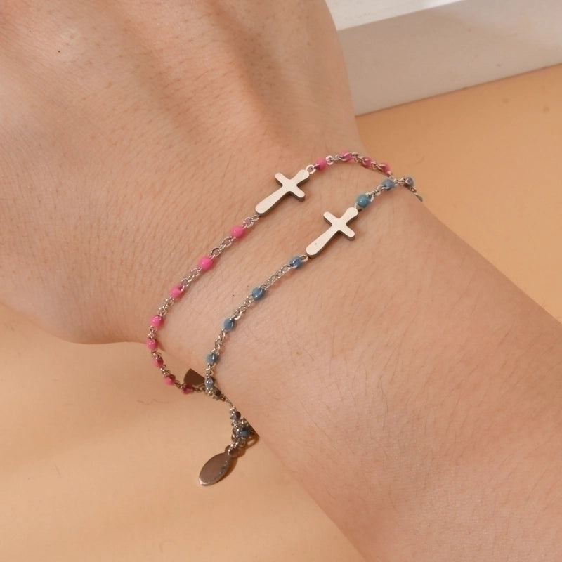 Minimalist Cross Stainless Steel Enamel Plating Bracelets