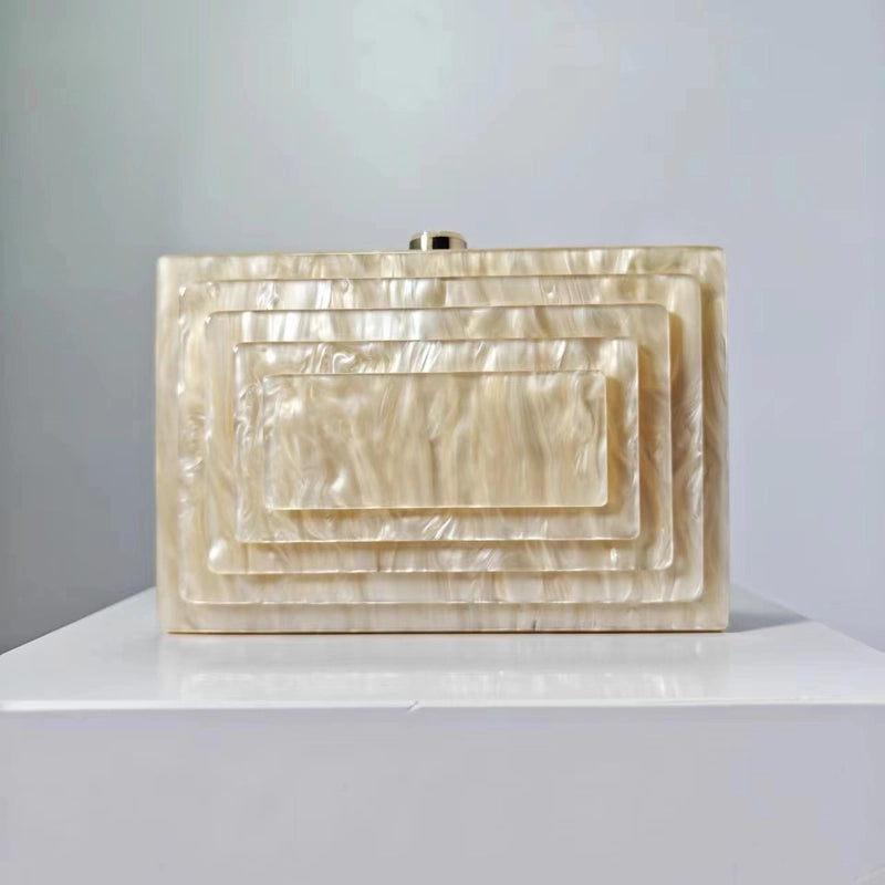 Dinner Bag Retro Splicing Package Trendy Acrylic Shoulder Chain Bag For Women